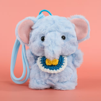 Porte-clés en peluche amusant en forme d'éléphant, renard, pingouin, ours, petit format, personnalisable, pour sac à dos
