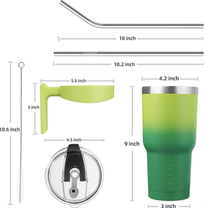 Gobelet isotherme de 40 oz avec poignée, couvercle et paille, en acier inoxydable, pour le voyage et le café - Product Image 3