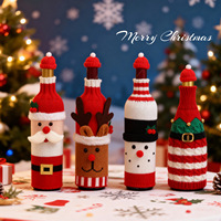 Ensemble cadeau de Noël décoratif pour vin rouge et champagne, housses de bouteille en tricot à motifs de dessins animés pour l'ambiance des restaurants et la décoration des fêtes