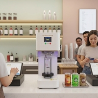 Machine de scellage de canettes non rotative, entièrement électrique et automatique, pour gobelets de bière, matcha, gâteaux, boissons gazeuses, en aluminium et plastique, la plus vendue