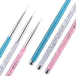 3Pcs Marble Handle Nail Art Brush Set 7/9/11mm Fine Liner Brushes for Gel <b>Polish</b> Drawing Manicure Design - Product Image 4