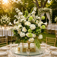 Boule de fleurs artificielle personnalisée de 30 à 80 cm pour centres de table de mariage, en soie mélangée, blanc vert, Dusk Charm