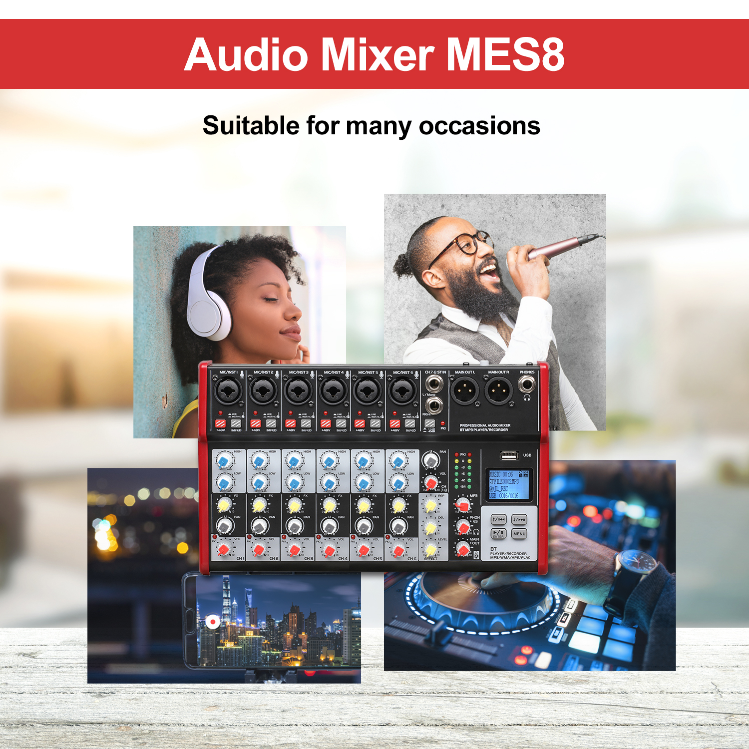 8 channel interface mixer usb