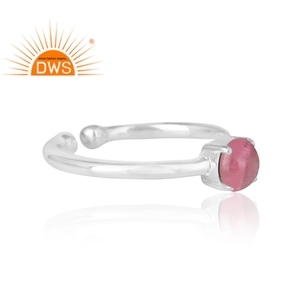 Elegant Dainty 925 Sterling <b>Silver</b> <b>Solitaire</b> <b>Ring</b> Pink Tourmaline Gemstone Prong Set <b>Ring</b> Jewelry Manufacturer - Product Image 2