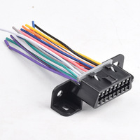 Cable OBDII de 16 pines con terminal fijo hembra J1962F a extremo abierto, 10 cm, cableado de núcleo completo con codificación de color