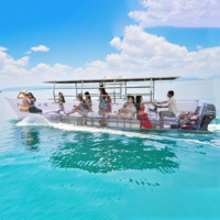 Bateau touristique pour 10-12 personnes avec moteur hors-bord essence de 40-60 CV, longueur 5-8 m, pour le tourisme et le transport de loisirs, bateau transparent
