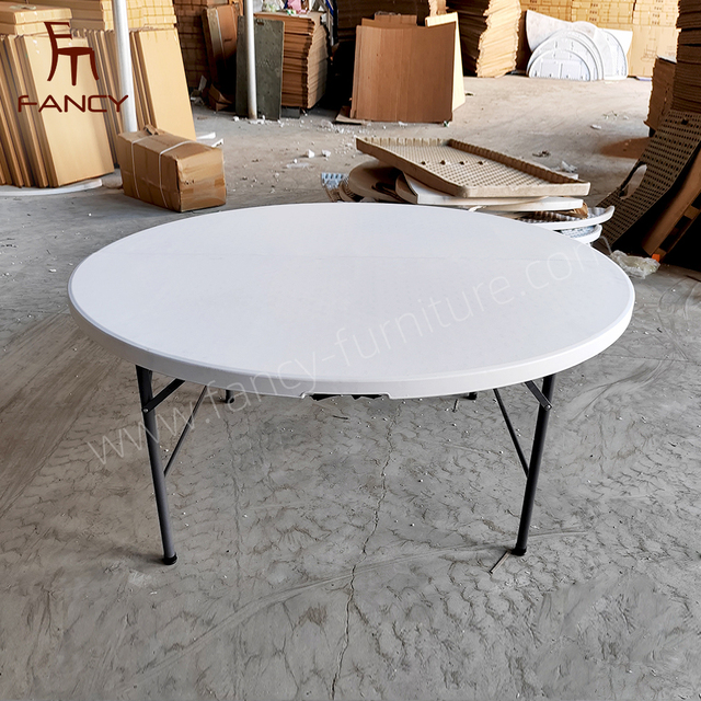 Modern Plastic Metal Frame Folding Round Table Outdoor Furniture Multi-Purpose Small