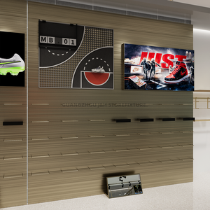 Présentoir mural personnalisé pour chaussures de sport, en métal noir, pour magasin de chaussures, design intérieur de boutique de baskets - Product Image 3