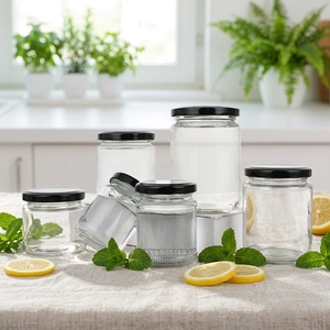 Bulk Packaging Premium Airtight Storage Pickles Jar for Food 100ml 150ml 200ml 240ml Small Round Glass Jam Jars Glass with Lid - Product Image 1