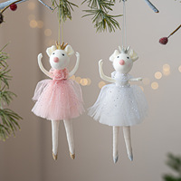 Pendentif ange de Noël en peluche écologique, fait main, personnalisé, en forme de souris de ballet, dansante, pleine couleur, pour arbre de Noël