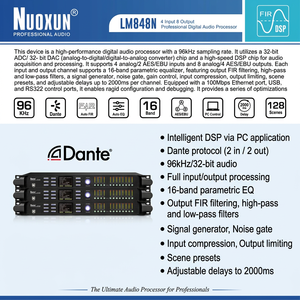 Processeur Nuoxun PA848N DSP Dante 4 entrées 8 sorties 96 kHz de qualité supérieure pour enceintes <span class=keywords><strong>JBL</strong></span> - Product Image 2