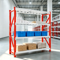 Étagère industrielle bleue, blanche et orange, réglable, avec étagères supplémentaires disponibles, capacité de charge de 100 à 500 kg