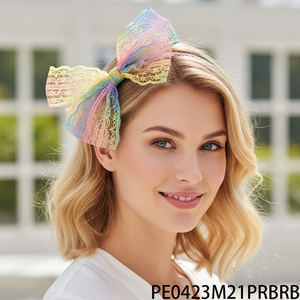 PESENAR 80s Retro Arco Iris Lazo Diadema Vibrante <span class=keywords><strong>Vintage</strong></span> <span class=keywords><strong>Mujer</strong></span> Poliéster Accesorio para el cabello Orgullo Nostalgia Colorido Temático - Product Image 3