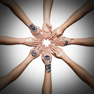 Nuevo Tatuaje Temporal Adhesivo con Diseño <span class=keywords><strong>de</strong></span> Silueta <span class=keywords><strong>de</strong></span> Mezquita y Luna Creciente, Impresión por Transferencia <span class=keywords><strong>de</strong></span> Agua, <span class=keywords><strong>Tatuajes</strong></span> Pintados a Mano para Rostro - Product Image 1
