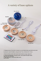 Veilleuse d'intérieur LED multi-modes à intensité variable, rechargeable sur batterie, base en verre ciel étoilé, cadeau personnalisé