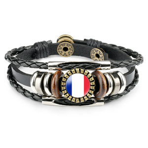Nouveau bracelet en cuir vintage unisexe fait main avec motif drapeau national européen et accents de pierres précieuses pour <span class=keywords><strong>souvenirs</strong></span> touristiques Henan Mixte - Product Image 6