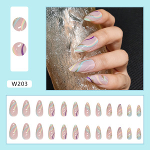 Faux ongles à presser en gros, style <span class=keywords><strong>Queen</strong></span>, pour une couverture complète des doigts, longueur <span class=keywords><strong>courte</strong></span>, en acrylique, avec colle, design cercueil pré-dessiné - Product Image 5