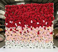 Panneaux muraux floraux artificiels en soie rouge dégradée 5D, faits main, personnalisables, haute simulation, respectueux de l'environnement