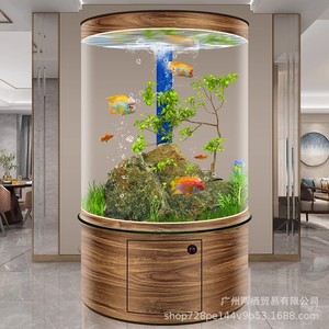 Aquarium européen en verre cylindrique pour la maison, le salon, la chambre à coucher, écologique et durable, autonettoyant, réservoir de poissons rouges de haute qualité - Product Image 2