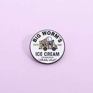 Büyük solucan dondurma kamyon emaye Pin aşk teması Vintage film sahne broş çanta yaka rozeti takı hediye - Product Image 2