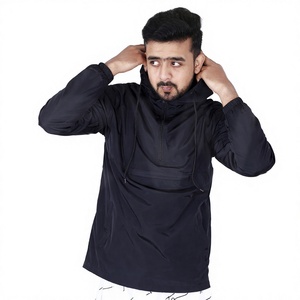 Custom Design Men's Solid Breathable Black Winter <b>Wind</b> <b>Breaker</b> Full Sleeve Hooded Quick Dry Jackets - Product Image 1