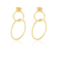 Mode grand 18k plaqué or cerceau déclaration 925 argent Sterling Double cercle modèle boucles d'oreilles bijoux