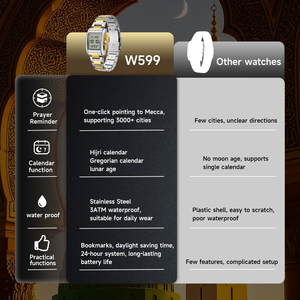 2025 Biểu Tượng Tùy Chỉnh Sang Trọng Thể Thao Truyền Thống Đồng Hồ Với Hồi Giáo Cầu Nguyện Báo Động Chống Nước Và La Bàn Cho Sử Dụng Hàng Ngày Hoặc Du Lịch - Product Image 5