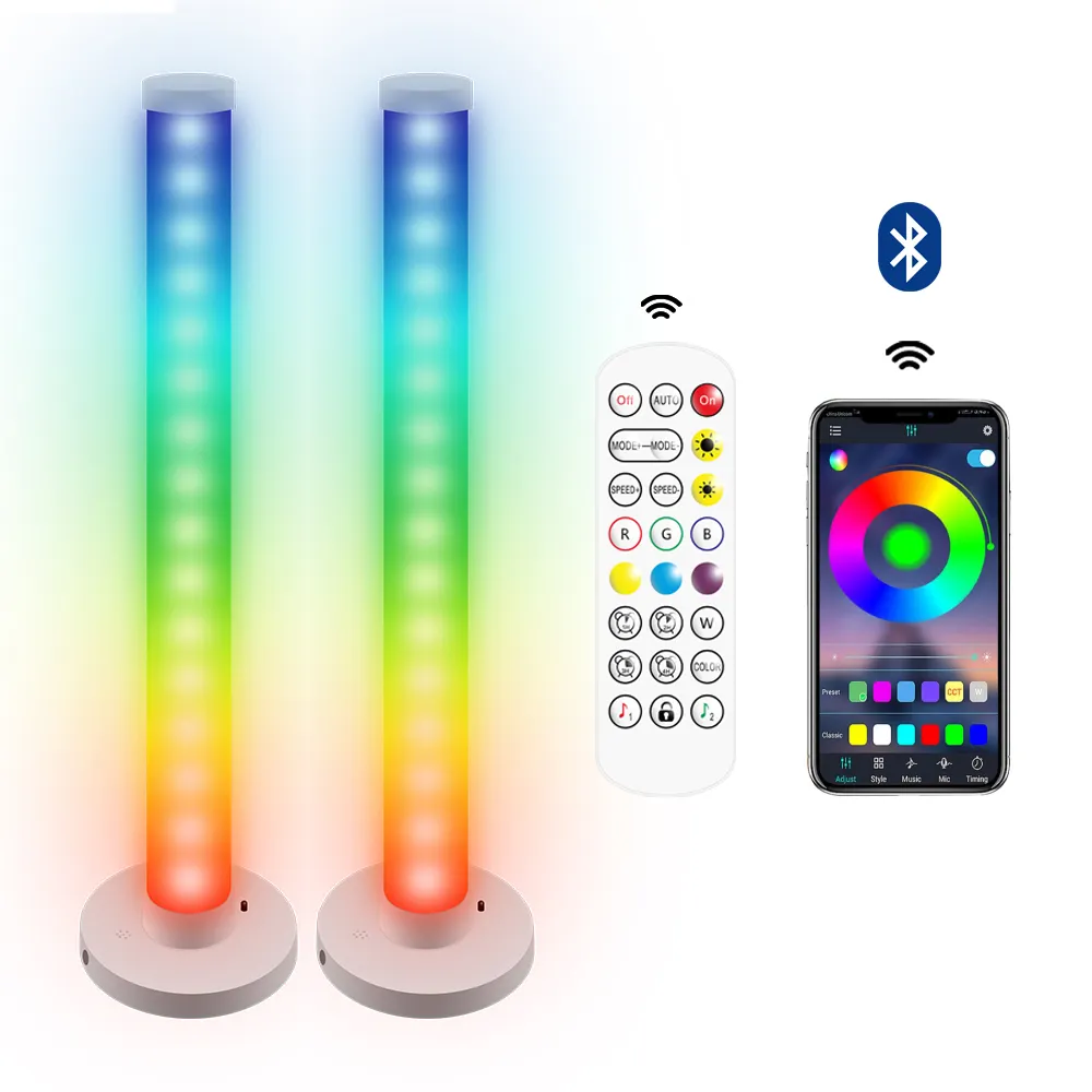 Lampe de Table LED RGB télécommandée, éclairage d'ambiance, lampe de bureau, application et contrôle Bluetooth, Mode musique-danse avec la lumière, Port USB 40cm