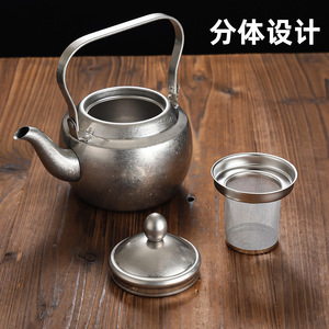 Stainless Steel <b>Teapot</b> With Lid Pour Over Kettle Household Water Boiler Kung Fu Tea <b>Set</b> Distressed Handle - Product Image 5