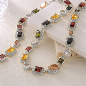 Collana con bracciale in zircone Vintage Hiphop CZ da 10mm placcata in oro 18K, - Product Image 1