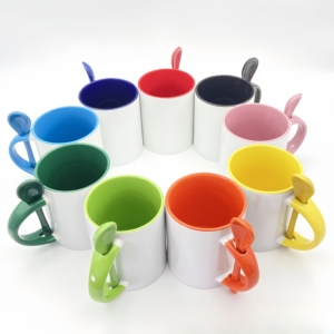 Tùy chỉnh thăng hoa <span class=keywords><strong>Mug</strong></span> gốm với muỗng cốc cà phê DIY thăng hoa chèn muỗng <span class=keywords><strong>Mug</strong></span> gốm cho in nhiệt tự làm quà tặng - Product Image 2