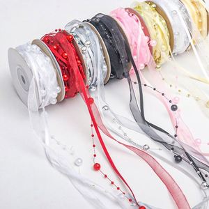 Ruban en organza perlé de 1 cm, idéal pour décorations de gâteaux et arrangements floraux, 5 yards/rouleau – Offre Spéciale - Product Image 1
