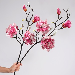 Arreglo de flores artificiales de Magnolia de estilo chino de varias cabezas, rama única, Pu Magnoliaceae, flor falsa, decoración del hogar - Product Image 4