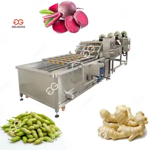 Commercial Tripple Wash Vegetable Sweet Potato Washing Fresh Ginger Cleaning Machine Line for Sort Fruit and Vegetables