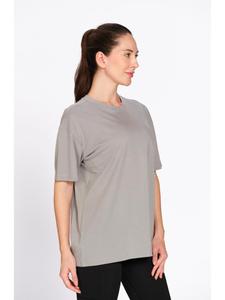 Camiseta Oversize de Algodón Gris para Mujer, Color Sólido, Diseño Casual Más Vendido para Atuendos Diarios, Viajes y Compras - Product Image 5