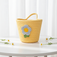 Panier de rangement mural multifonctionnel cylindrique en corde de coton tressée, écologique, durable et moderne, avec poignée pour