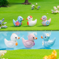 Figurines de canards en caoutchouc fleuris, ornements miniatures pour diorama et décoration de jardin féerique