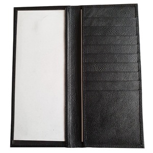 Housse de porte-chéquier en cuir noir avec fonction RFID Long portefeuille pour contenir 9 cartes de crédit et 1 chéquier Type de fermeture ouverte - Product Image 1