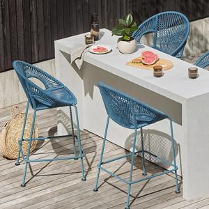 Taburete de Bar de Ratán con Estructura de Aluminio, Muebles de Patio Resistentes al Agua, Diseño Contemporáneo, Estilo Moderno, Asiento Individual - Product Image 5