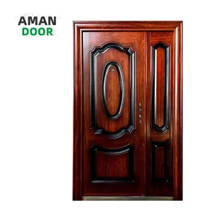 باب متأرجح من مادة البناء للمدخل بتشطيب نهائي من ألواح معدنية بتصميم الألواح من AMAN DOOR