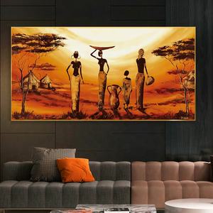Pintura en lienzo de maceta al atardecer para mujer africana, póster abstracto e impresiones, arte de pared, imágenes para decor - Product Image 2