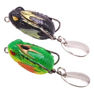 Leurre souple grenouille creuse de surface à texture réaliste avec spinner métallique rotatif pour poissons prédateurs - Product Image 1