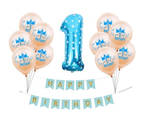 Kit di palloncini di 1 ° anno decorazioni per feste di <span class=keywords><strong>buon</strong></span> <span class=keywords><strong>compleanno</strong></span> rosa blu palloncino a elio bandiera Banner forniture per decorazioni per Baby Shower - Product Image 4