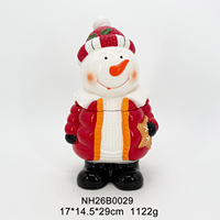 Pot à biscuits festif en céramique, bonhomme de neige, avec détails chapeau rouge et agneau de Noël, corps blanc, décoration de Noël pour la maison, pour les boutiques de cadeaux et la vente en gros