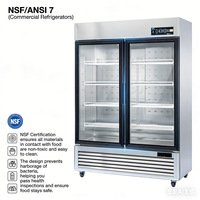 Enfriador Comercial de Acero Inoxidable de Alta Resistencia con Una Sola Temperatura, Dos Puertas de Vidrio, Enfriamiento por Compresor de Aire y Control Digital