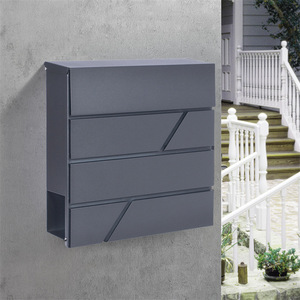 Boîte <span class=keywords><strong>aux</strong></span> <span class=keywords><strong>lettres</strong></span> extérieure en métal moderne plaqué noir boîte <span class=keywords><strong>aux</strong></span> <span class=keywords><strong>lettres</strong></span> verrouillable murale avec clés porte-journaux décoratif pour la maison - Product Image 1