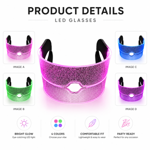 Nouveauté - Lunettes <span class=keywords><strong>LED</strong></span> à technologie clignotante changeant <span class=keywords><strong>de</strong></span> couleur pour les fêtes <span class=keywords><strong>de</strong></span> Noël, Halloween, avec des étoiles scintillantes - Product Image 3