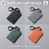 Étui porte-cartes NFC en suède pour carte-clé de voiture électrique BYD Leapmotor Deepal, personnalisable avec logo, cordon sport anti-perte, badge de navetteur