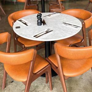 Round <b>White</b> Marble Sintered Stone <b>Table</b> Top with Stainless Steel Edge | Luxury Commercial Tabletop Wholesale - Product Image 3