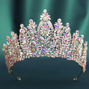 Couronne de mariée baroque européenne et américaine en alliage avec fleurs et strass pour concours de beauté, mariage et anniversaire - Vente en gros - Product Image 5